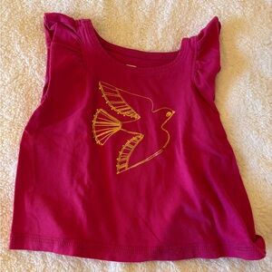 Tea Collection Magenta Tee with Gold Bird Design